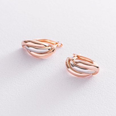 Серьги "Ассоль" из красного и белого золота с05106 №3