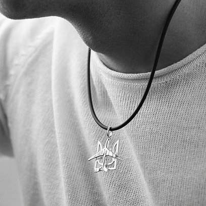 Серебряный кулон "Герб Украины - Тризуб. Самолет" 133129 №3