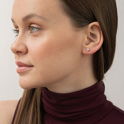 Золотые серьги - пусеты с бриллиантами сб0634ca №6