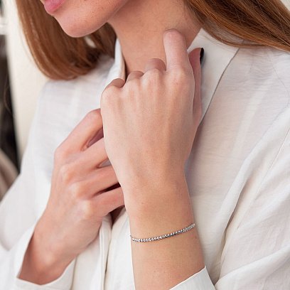 Кульковий браслет з білого золота б04307 №4