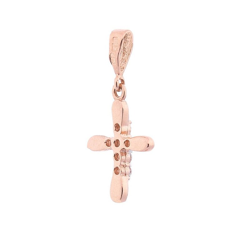 Золотий хрестик з фіанітами п02805 від ювелірного магазину Онікс - 1