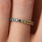 Золота каблучка з доріжкою каменів (сині та жовті діаманти) к0507di от ювелирного магазина Оникс - 6