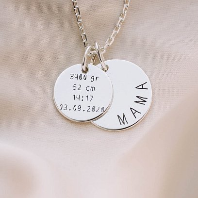 Двойной кулон "Мама и малыш" (метрика рождения) 132724dvam №4