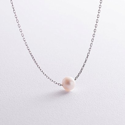 Серебряное колье "Жемчужина на цепочке" 181269 №2