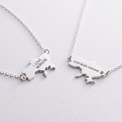 Серебряное колье "Украина с Вашим текстом" 181212укр