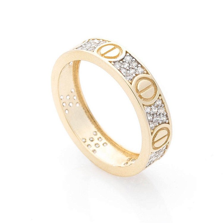 Золотое кольцо с фианитами к05613 от ювелирного магазина Оникс