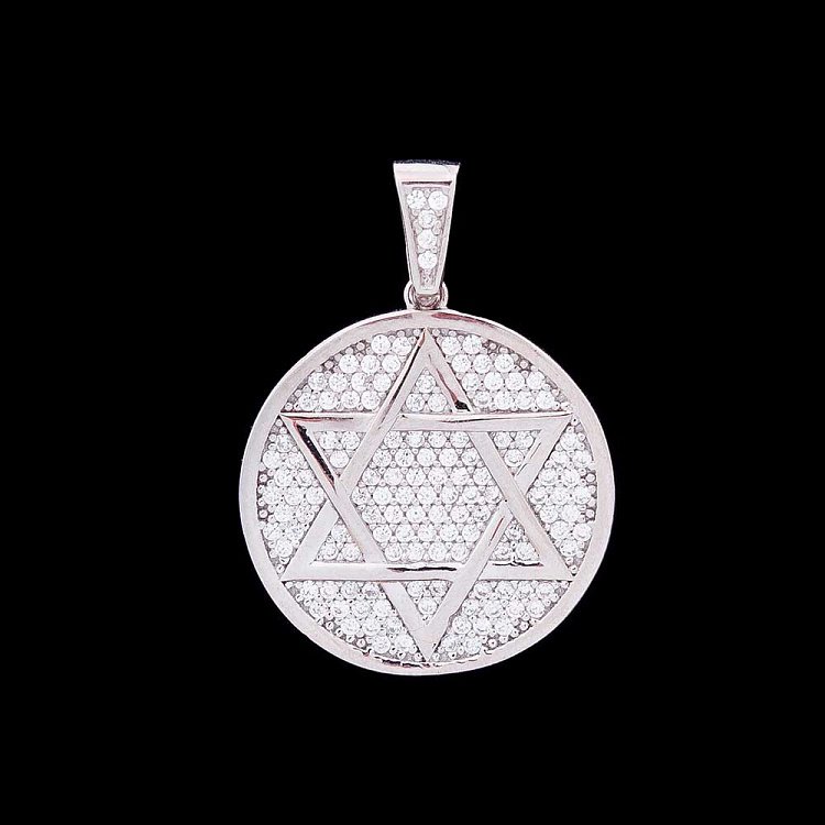 Золотая подвеска "Звезда Давида" с фианитами п02420 от ювелирного магазина Оникс