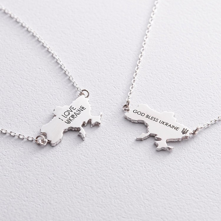 Серебряное колье "Украина с Вашим текстом" 181212укр Серебряное колье "Украина с Вашим текстом" 181212укр от ювелирного магазина Оникс