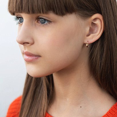 Детские золотые серьги "Звездочки" с05898 №2