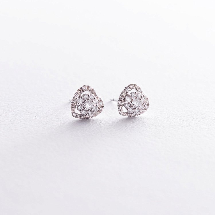 Золоті сережки - пусети "Сердечка" (діаманти) сб0153cs від ювелірного магазину Онікс