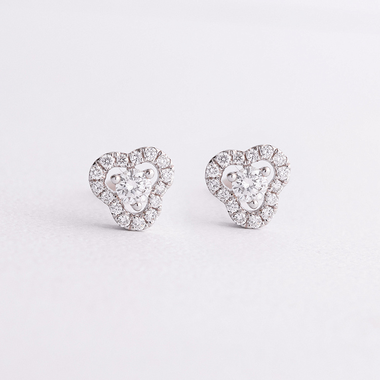 Золоті сережки - пусети "Конюшина" (діаманти) сб0629ca від ювелірного магазину Онікс