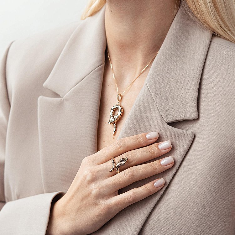 Золотий кулон "Змія" (емаль) п03632 від ювелірного магазину Онікс - 5