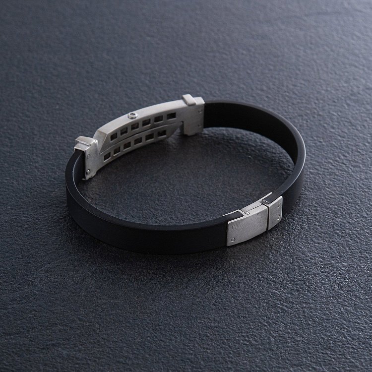 Каучуковый браслет с серебряными вставками (фианиты) 934 от ювелирного магазина Оникс - 2