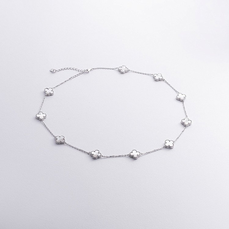 Серебряное колье "Клевера" (перламутр) 181304 - 1 Серебряное колье "Клевера" (перламутр) 181304 от ювелирного магазина Оникс - 1