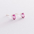 Срібні сережки-пусети з рожевими топазами 121967 от ювелирного магазина Оникс - 2