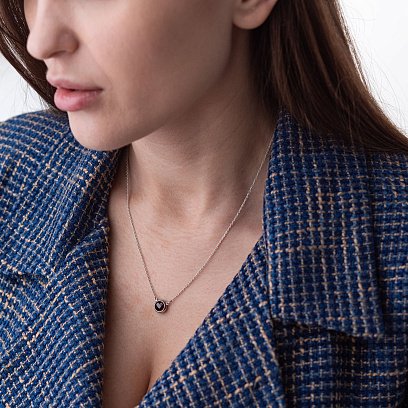 Серебряное колье с пиропом 18984 №2