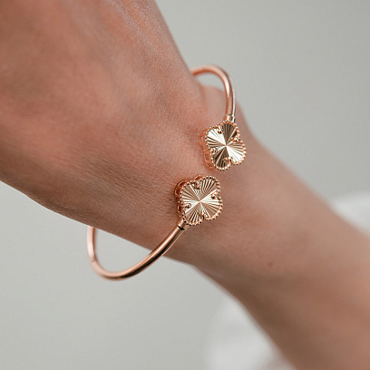 Жорсткий браслет "Конюшина" в червоному золоті б05589 №4