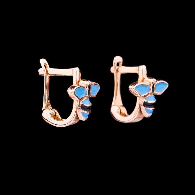 Золотые детские серьги с эмалью с02378 от ювелирного магазина Оникс