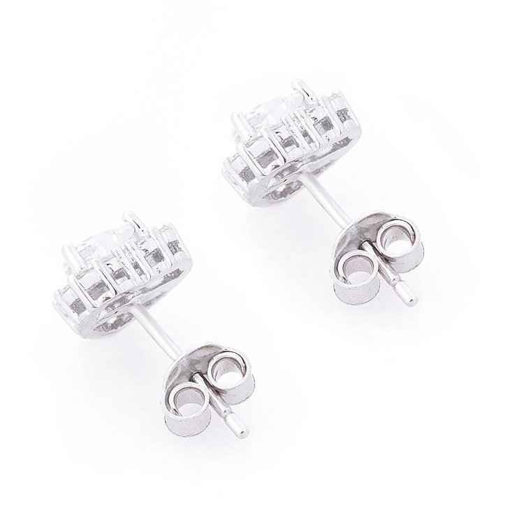 Срібні сережки-гвоздики з сердечками (фіаніт) 122434 від ювелірного магазину Онікс - 2