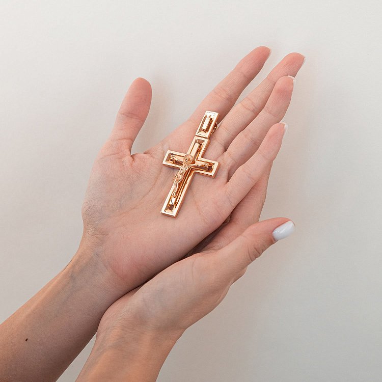 Золотий хрест з розп'яттям п01607 від ювелірного магазину Онікс - 1