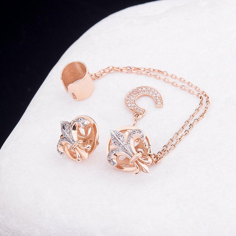 Эксклюзивные серьги-гвоздики с фианитами 14050728 от ювелирного магазина Оникс - 2