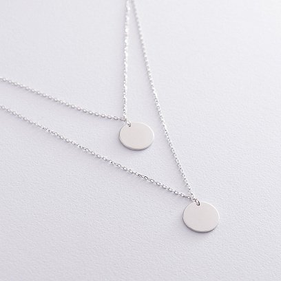 Двойное серебряное колье "Монеты" (возможна гравировка) 181010 №2