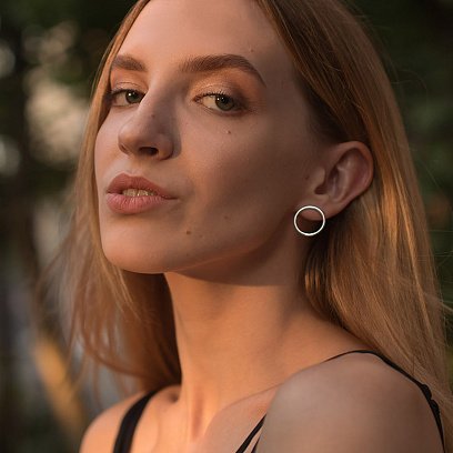 Сережки - пусети Великий кругообіг в сріблі 1.9 см 122547 №18