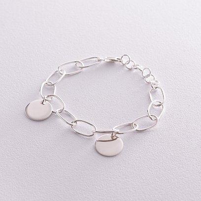 Серебряный браслет "Цепочка с монетками" (возможна гравировка) 141627