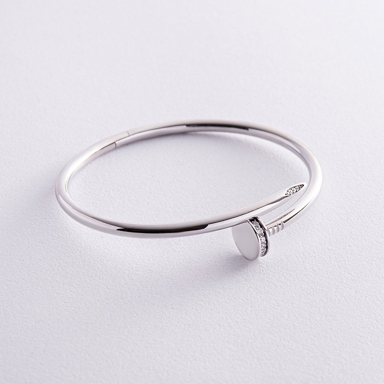 Золотой браслет "Гвоздь" с фианитами б05255 от ювелирного магазина Оникс