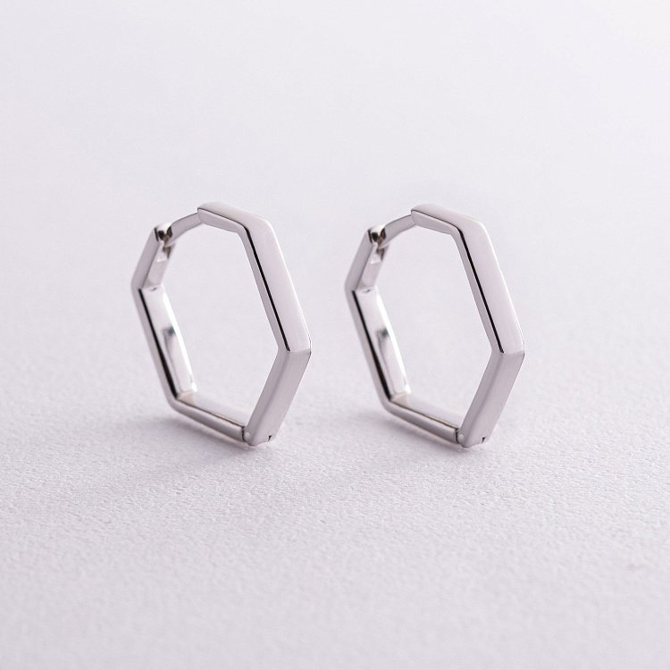 Серебряные серьги "Шестиугольники" 902-01270 от ювелирного магазина Оникс - 7