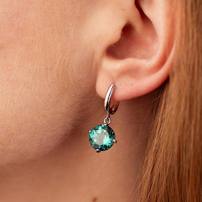 Золоті сережки "Захоплення" з синтетичним кварцом с05293 №2