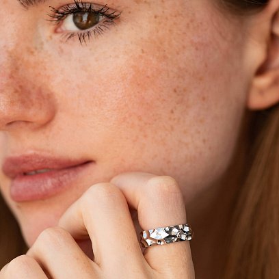 Серебряное кольцо "Meteorite" 112805 №8