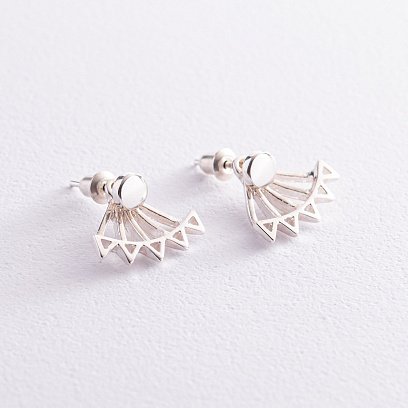 Серьги - джекеты "Фрида" в серебре 123236 №2