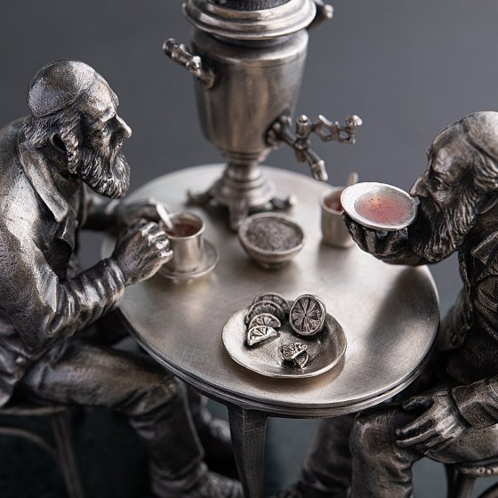 Серебряная фигура ручной работы "Чаепитие" 23169 №2