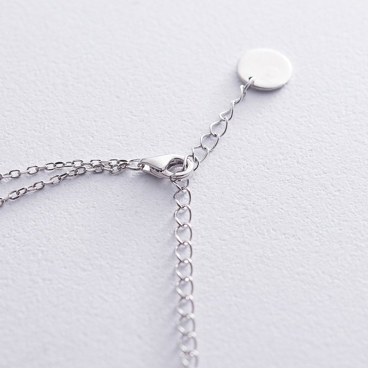 Двойное серебряное колье "Сердечки" с фианитами 18933 от ювелирного магазина Оникс - 3