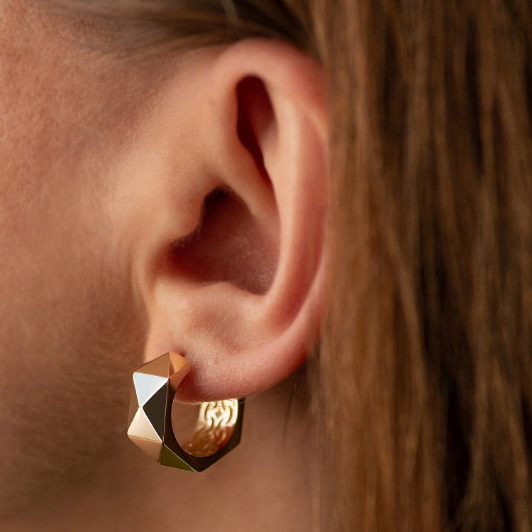 Сережки - кільця "Anna-Lisa" у жовтому золоті с09009 від ювелірного магазину Онікс - 3