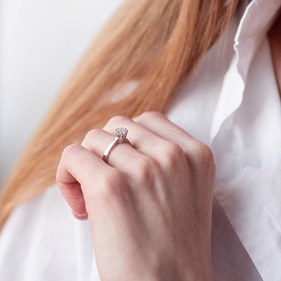 Золотое помолвочное кольцо "Корона" с фианитом к06060 №2