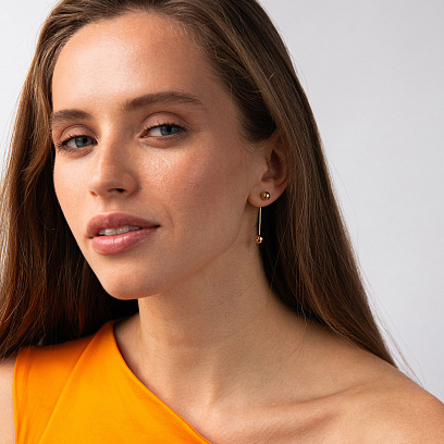 Серьги "Ophelia" с шариками (желтое золото) с09416 №3