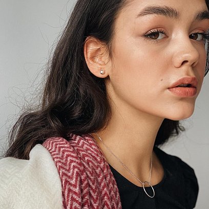 Серебряное колье "Большой круговорот" (2.5 см) 181044 №12