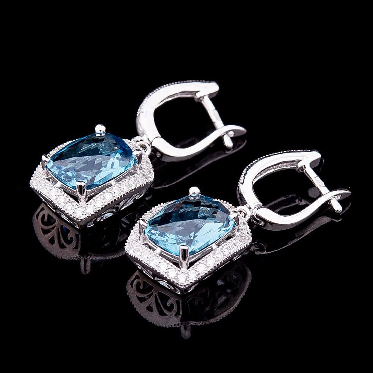 Сережки з блакитними фіанітами с20 від ювелірного магазину Онікс - 1