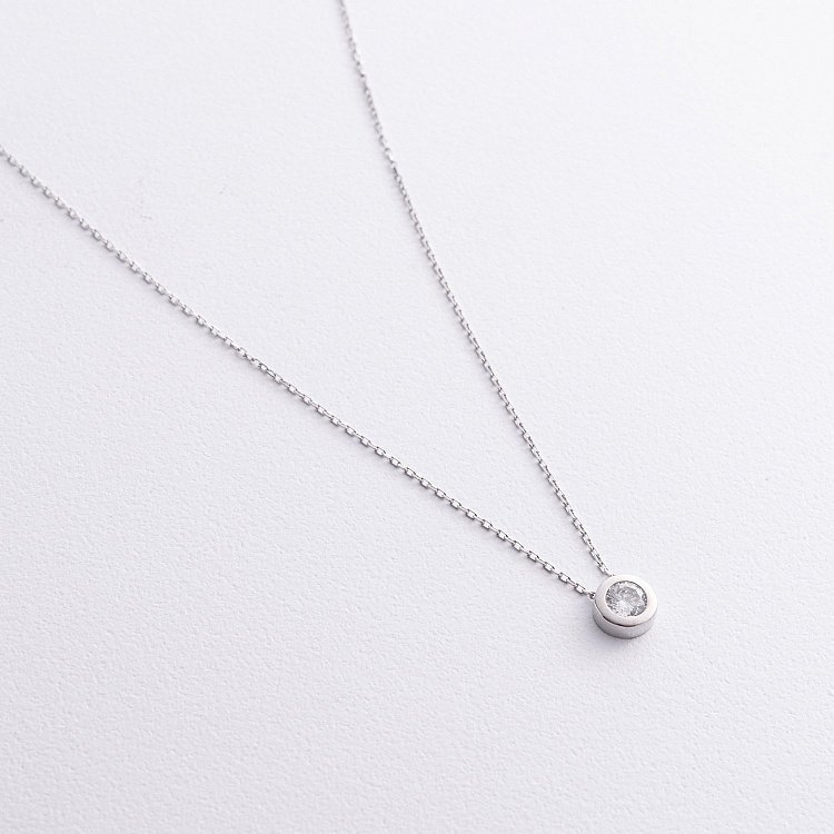 Серебряное колье с фианитом 18556 от ювелирного магазина Оникс - 2