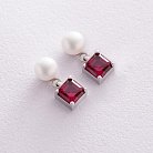 Золоті сережки - пусети "Альма" (рожеві фіаніти, перли) с08247 от ювелирного магазина Оникс - 4