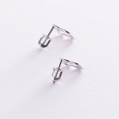 Сережки - пусети "Конюшина" в білому золоті с06987 №5