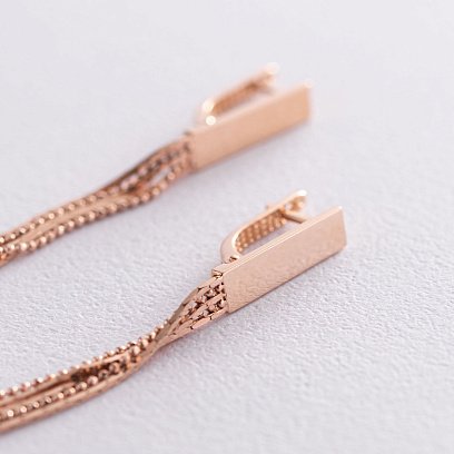 Сережки "Лаконічність" в червоному золоті с06868 №3