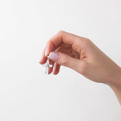 Серебряный крестик с фианитами 132009 №2