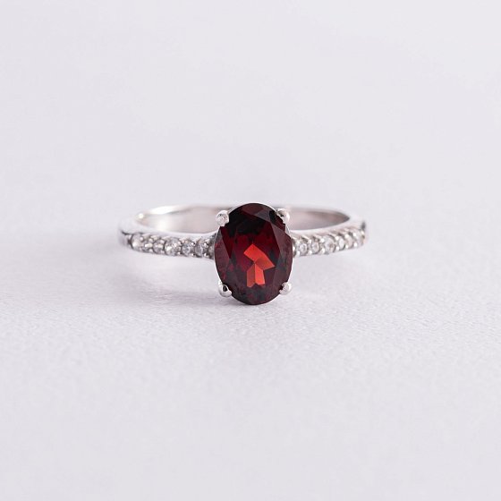 Серебряное кольцо с пиропом и фианитами 1339/1р-GARN
