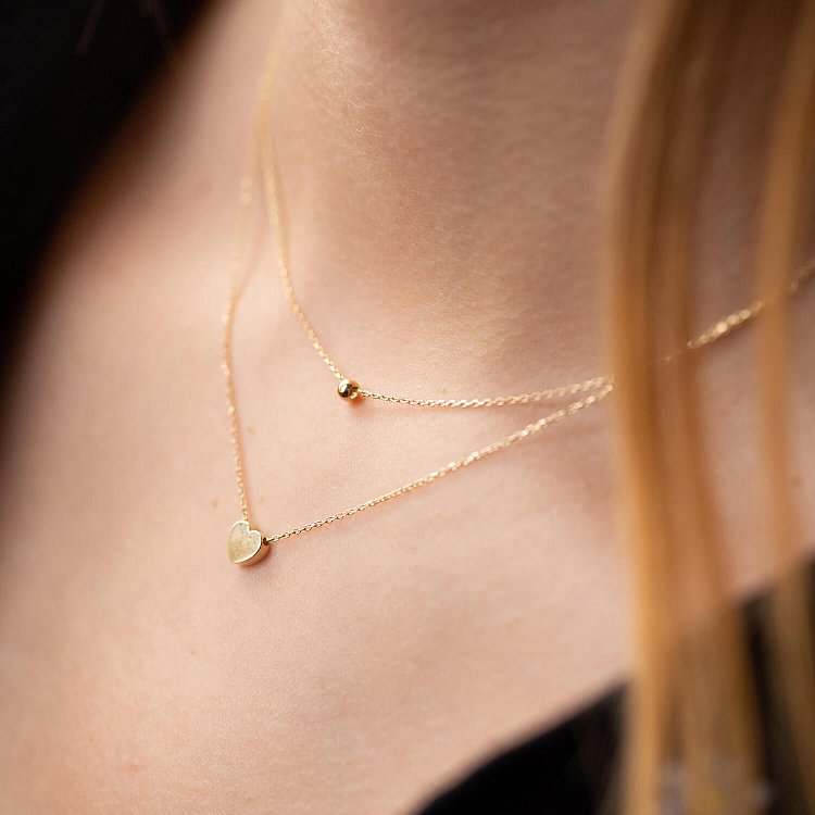 Двойное золотое колье "Шар и сердечко" кол02280 от ювелирного магазина Оникс - 3