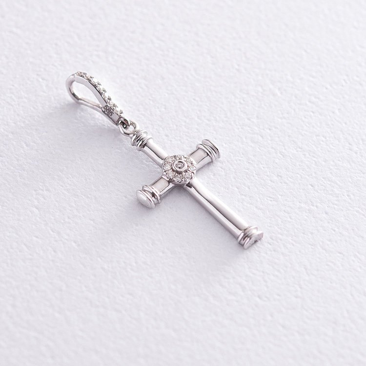 Золотой крестик с бриллиантами P001137 - 2 Золотой крестик с бриллиантами P001137 от ювелирного магазина Оникс - 2