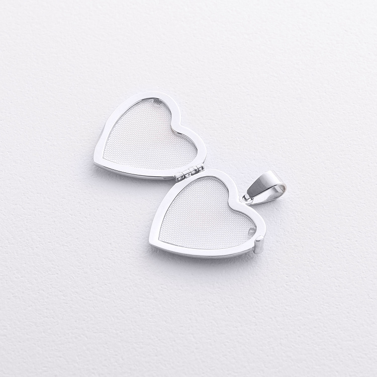 Кулон для фотографии "Сердце" в белом золоте п04079 от ювелирного магазина Оникс - 1