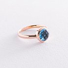 Золотое кольцо с голубым фианитом к06757 от ювелирного магазина Оникс - 3